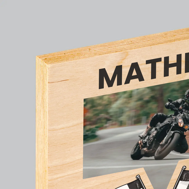 La Photo Et Un Texte: Premier À La Ligne D'Arrivée - Impression Sur Bois 