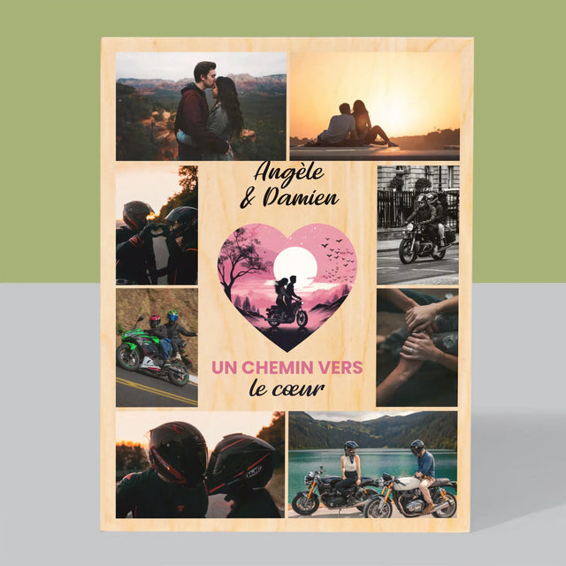 Le Collage Photo: Un Chemin Vers Le Cœur  - Impression Sur Bois 
