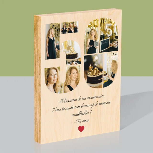 Forme Des Photos: 50 Anniversaire Vœux - Impression Sur Bois 