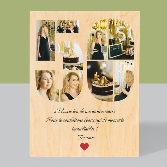 Forme Des Photos: 50 Anniversaire Vœux - Impression Sur Bois 