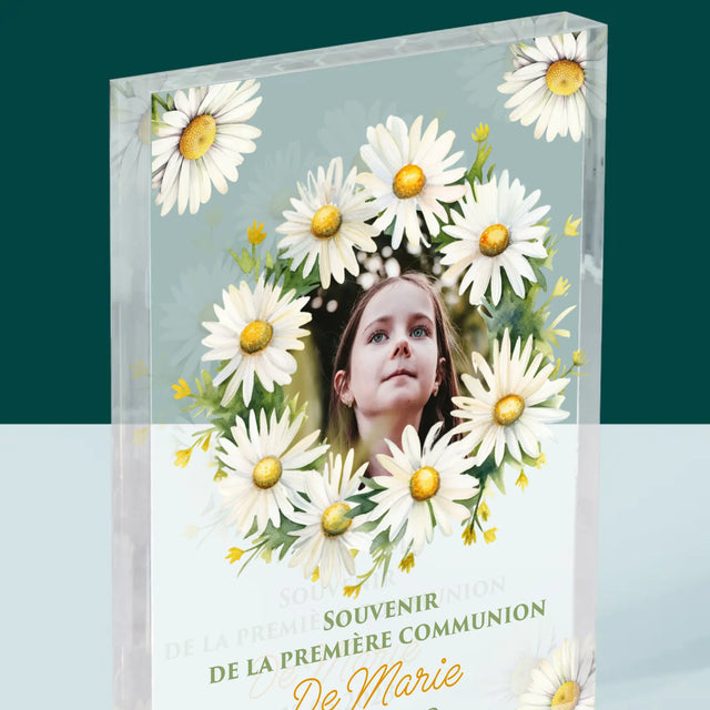 La Photo Et Un Texte: Souvenir De Communion, Marguerites - Bloc Acrylique 