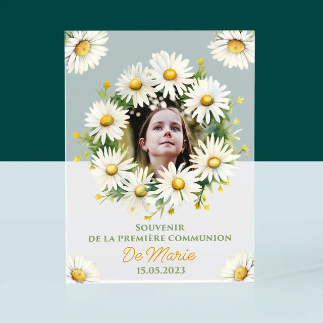 La Photo Et Un Texte: Souvenir De Communion, Marguerites - Bloc Acrylique 