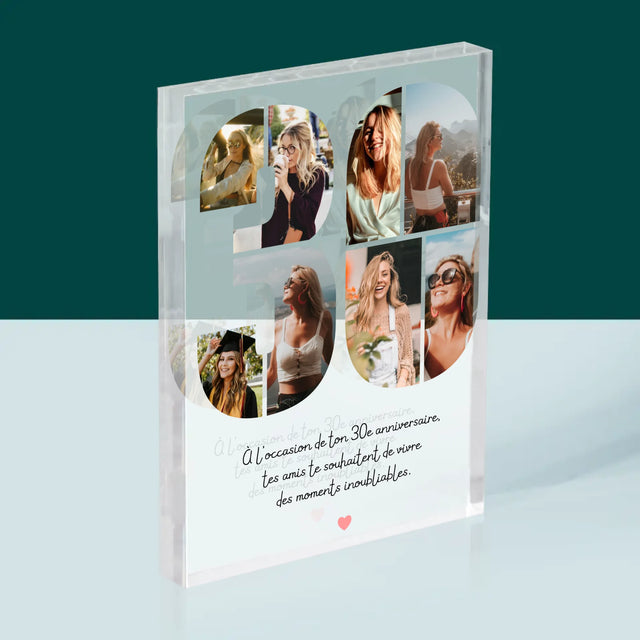 Le Collage Photo: 30E Anniversaire, Vœux - Bloc Acrylique 
