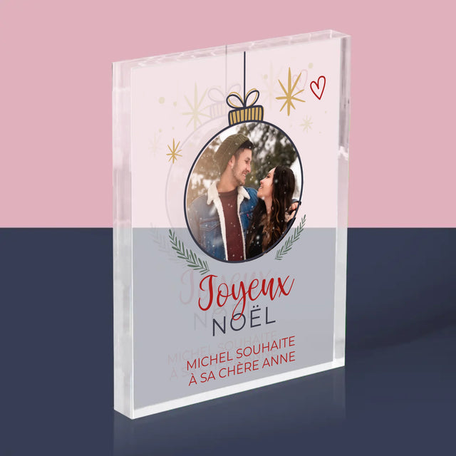 La Photo Et Un Texte: Joyeux Noël, Boule - Bloc Acrylique 