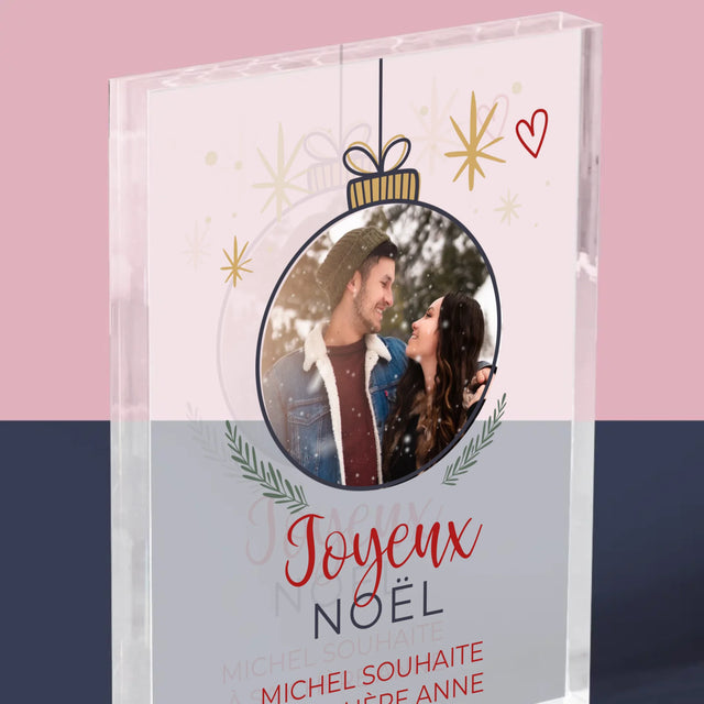 La Photo Et Un Texte: Joyeux Noël, Boule - Bloc Acrylique 
