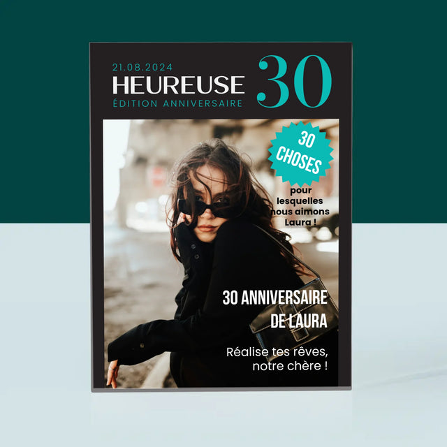 La Couverture De Magazine: Heureuse 30 - Bloc Acrylique 