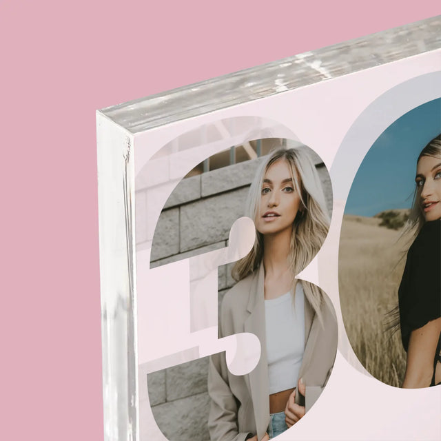 Collage Photo De Lettre: 30E Anniversaire Et Texte En Bas - Bloc Acrylique 