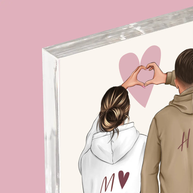 La Création Du Personnage: Couple  Cœur - Bloc Acrylique 