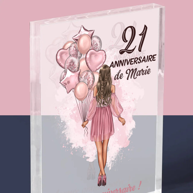 La Création Du Personnage: Anniveraire Ballons - Bloc Acrylique 