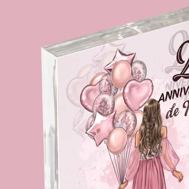 La Création Du Personnage: Anniveraire Ballons - Bloc Acrylique 
