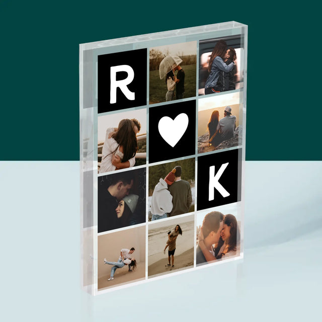 Le Collage Photo: Les Monogrammes D'Amour Avec Photos - Bloc Acrylique 