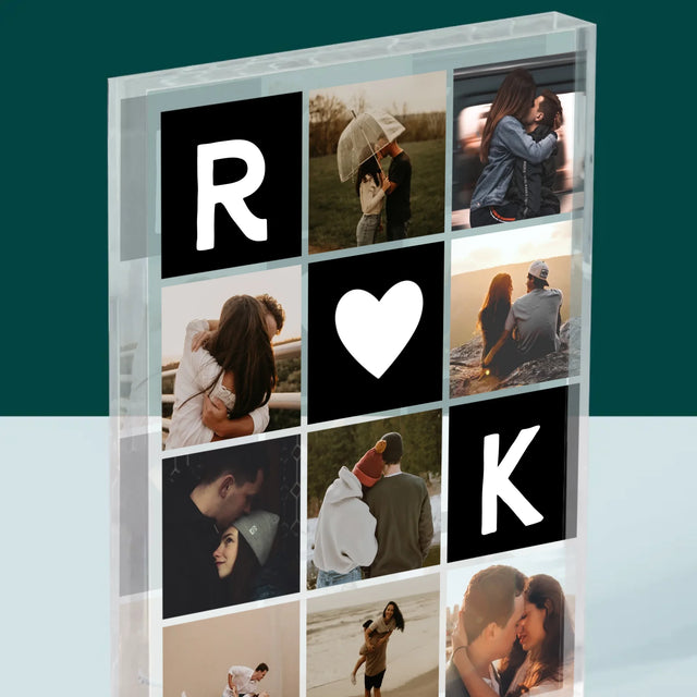 Le Collage Photo: Les Monogrammes D'Amour Avec Photos - Bloc Acrylique 