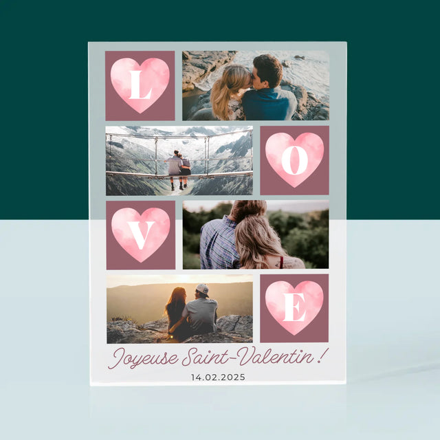 Le Collage Photo: Cœurs Amour - Bloc Acrylique 