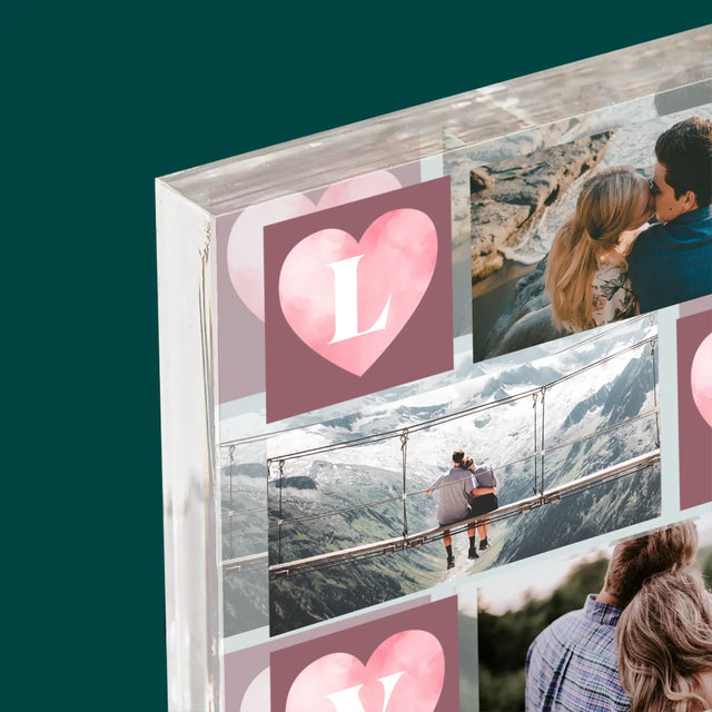Le Collage Photo: Cœurs Amour - Bloc Acrylique 
