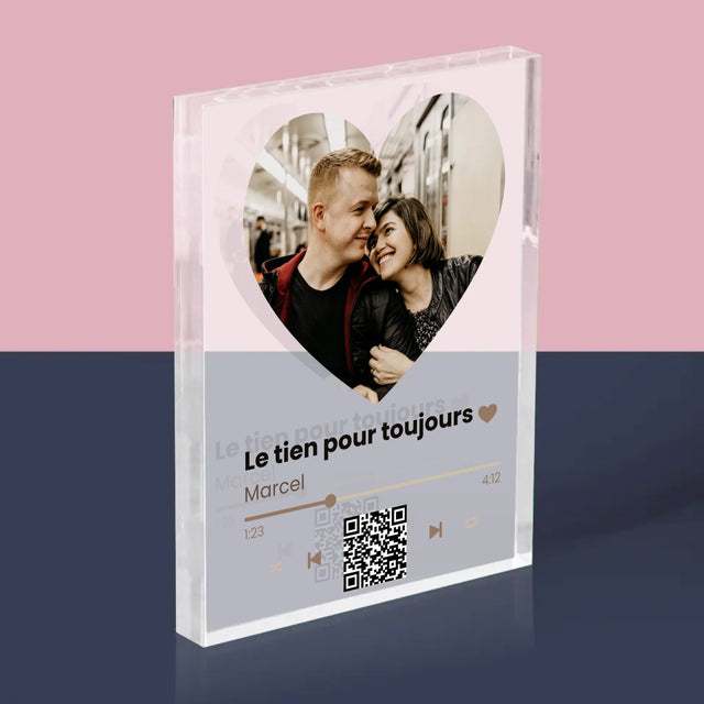 La Photo Et Un Texte: Notre Chanson Cœur Code Qr - Bloc Acrylique 