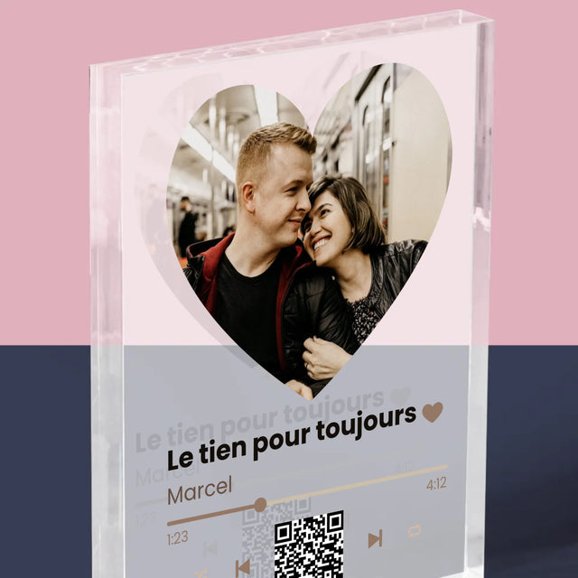 La Photo Et Un Texte: Notre Chanson Cœur Code Qr - Bloc Acrylique 