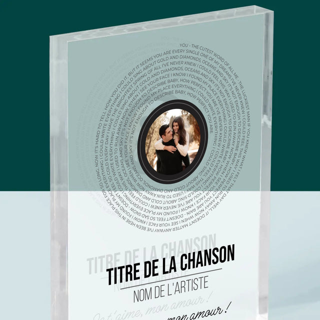 La Photo Et Un Texte: Paroles De Chansons Sur L'Album - Bloc Acrylique 
