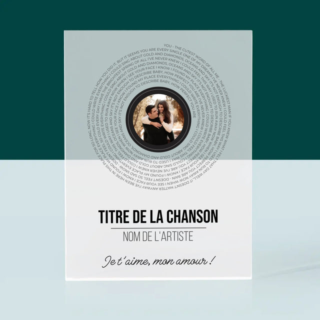 La Photo Et Un Texte: Paroles De Chansons Sur L'Album - Bloc Acrylique 