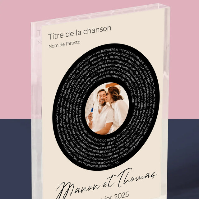 La Photo Et Un Texte: Paroles De Chanson Avec Votre Photo - Bloc Acrylique 