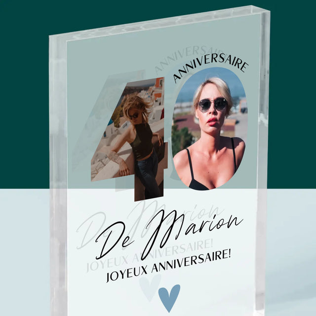 Collage Photo De Lettre: 40 Ans, Des Beaux Moments - Bloc Acrylique 