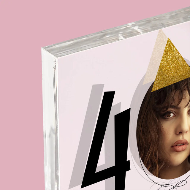 La Photo Et Un Texte: Chapeau Le 40E Anniversaire - Bloc Acrylique 