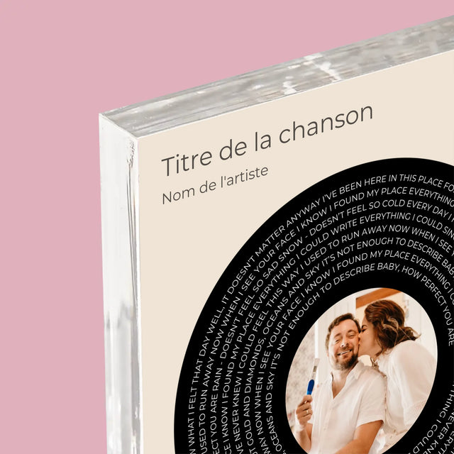 La Photo Et Un Texte: Paroles De Chanson Avec Votre Photo - Bloc Acrylique 