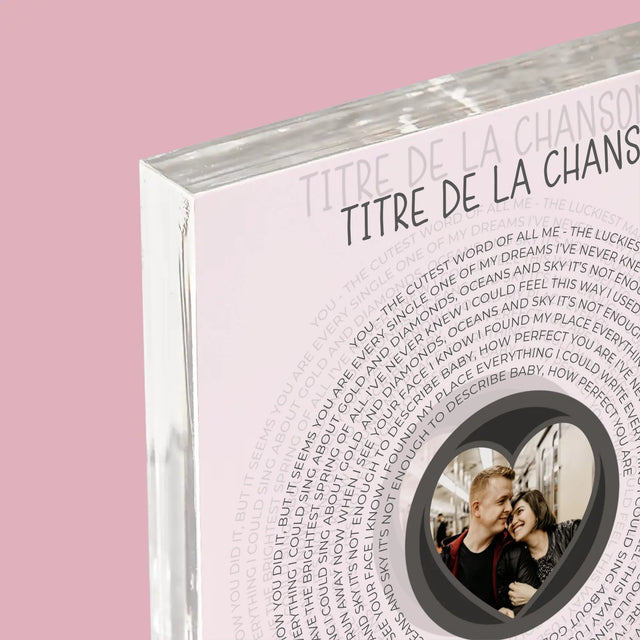 La Photo Et Un Texte: Notre Chanson Avec Les Paroles - Bloc Acrylique 
