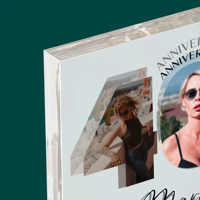 Collage Photo De Lettre: 40 Ans, Des Beaux Moments - Bloc Acrylique 