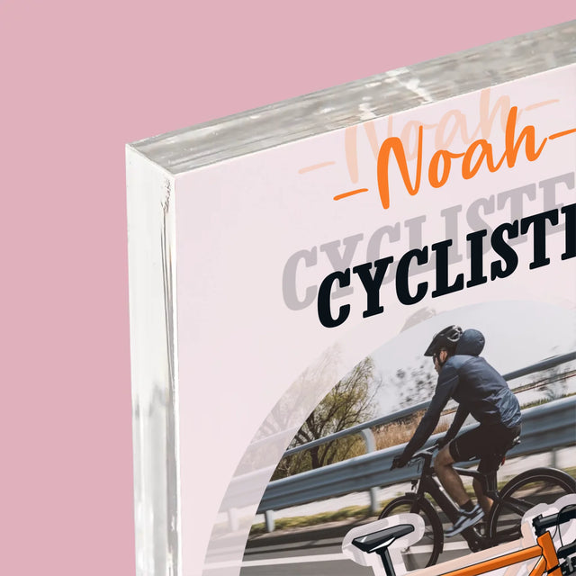 La Photo Et Un Texte: Cycliste Qui Mérite Une Médaille - Bloc Acrylique 