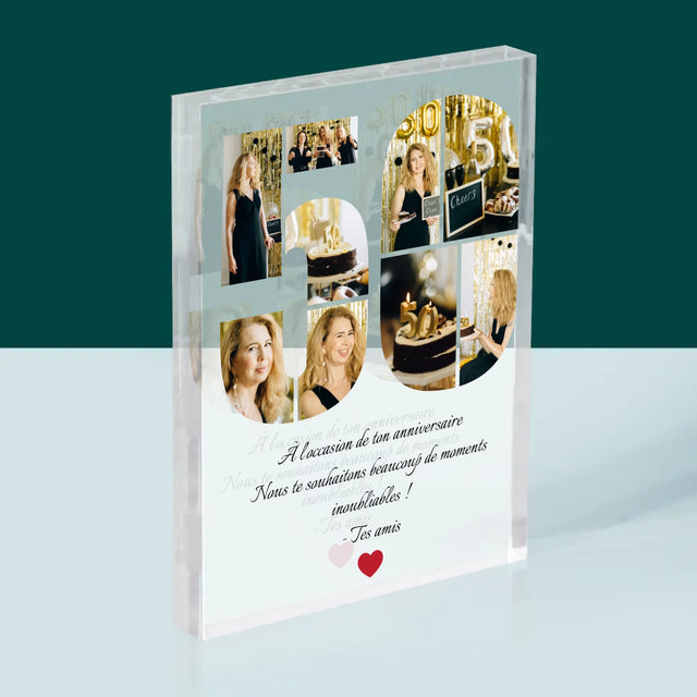 Forme Des Photos: 50 Anniversaire Vœux - Bloc Acrylique 