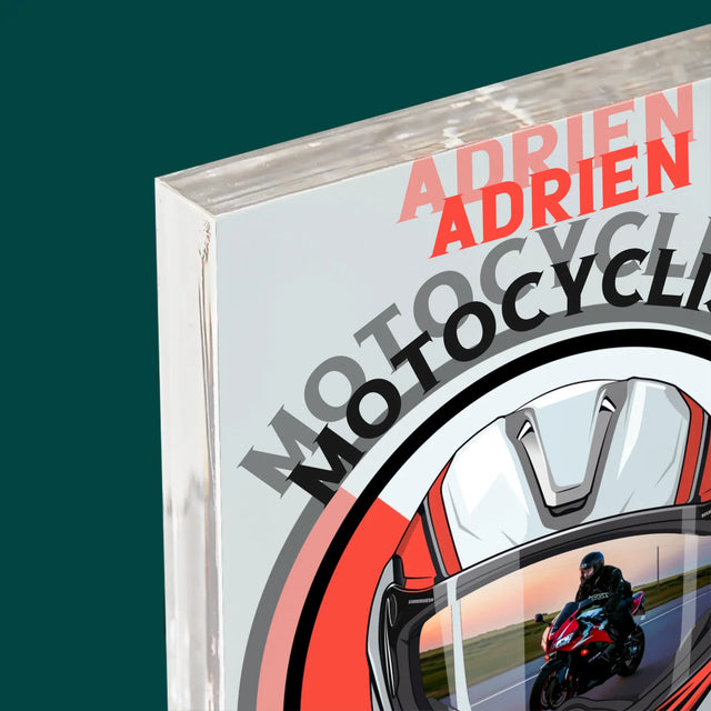 La Photo Et Un Texte: Motocycliste De Naissance - Bloc Acrylique 
