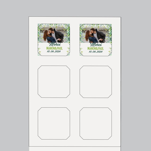 La Photo Et Un Texte: Le Remerciement De Mariage, Feuilles - Aimant Pour Frigo