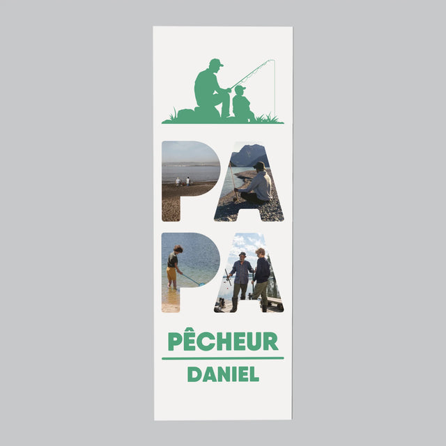 Collage Photo De Lettre: Papa Pêcheur - Aimant Pour Frigo