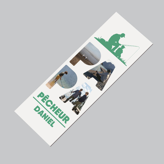 Collage Photo De Lettre: Papa Pêcheur - Aimant Pour Frigo