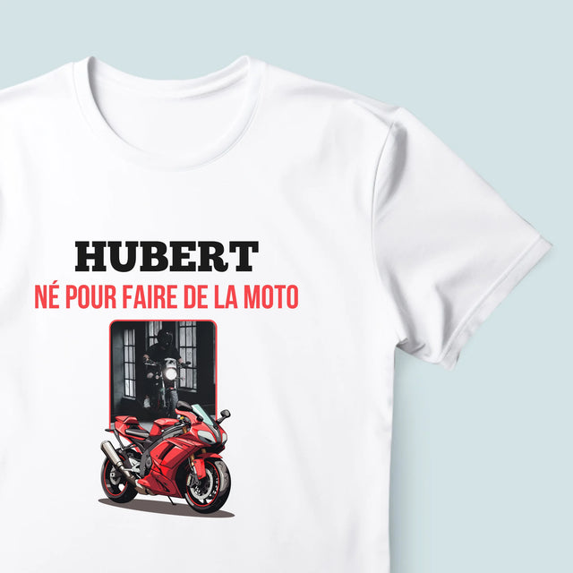 La Photo Et Un Texte: Né Pour Faire De La Moto - T-Shirt Pour Hommes