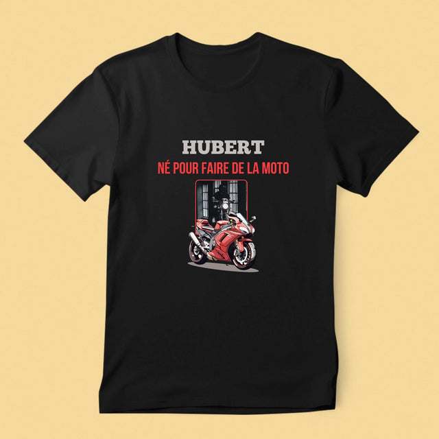 La Photo Et Un Texte: Né Pour Faire De La Moto - T-Shirt Pour Hommes