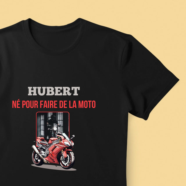 La Photo Et Un Texte: Né Pour Faire De La Moto - T-Shirt Pour Hommes