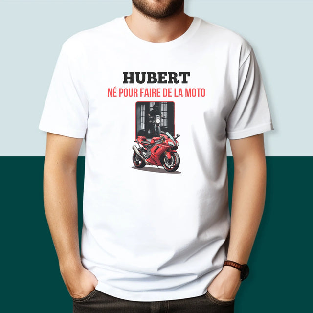 La Photo Et Un Texte: Né Pour Faire De La Moto - T-Shirt Pour Hommes