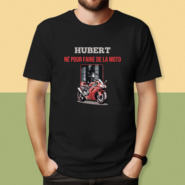 La Photo Et Un Texte: Né Pour Faire De La Moto - T-Shirt Pour Hommes