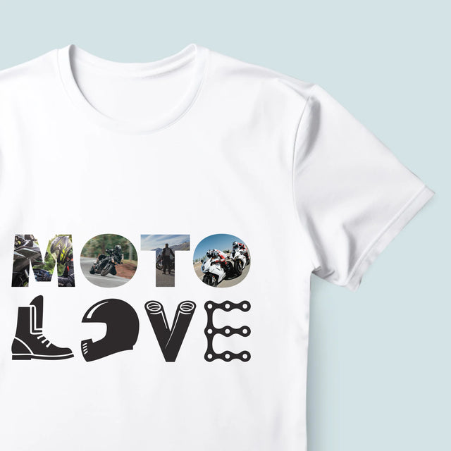 Collage Photo De Lettre: Motolove - T-Shirt Pour Hommes