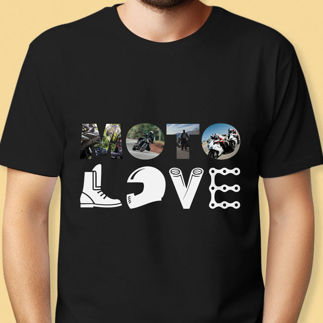 Collage Photo De Lettre: Motolove - T-Shirt Pour Hommes