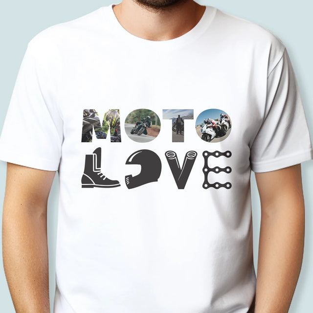 Collage Photo De Lettre: Motolove - T-Shirt Pour Hommes
