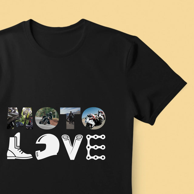 Collage Photo De Lettre: Motolove - T-Shirt Pour Hommes