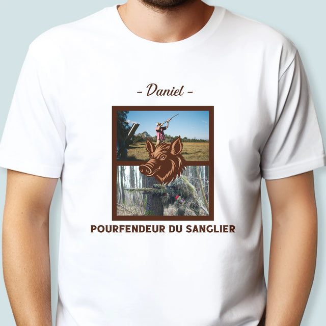 Le Collage Photo: Pourfendeur Du Sanglier - T-Shirt Pour Hommes