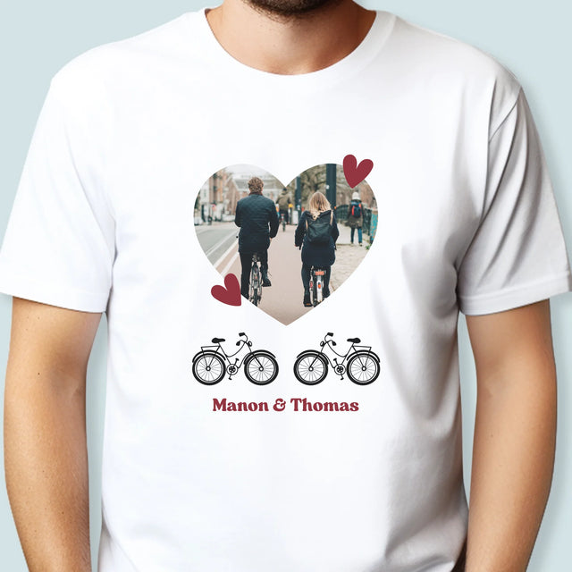 La Photo Et Un Texte: Couple De Cyclistes - T-Shirt Pour Hommes