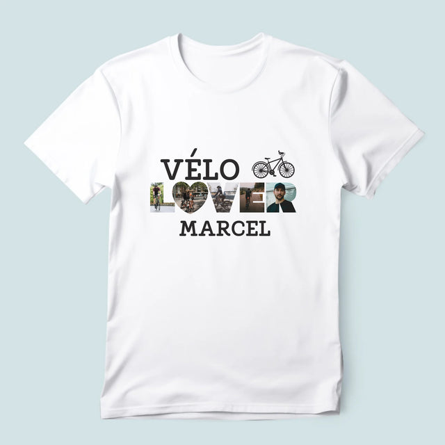 Collage Photo De Lettre: Vélo Lover - T-Shirt Pour Hommes