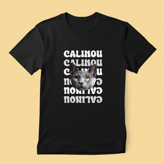 Ton Personnage: Photo De L'Animal Avec Son Nom - T-Shirt Pour Hommes