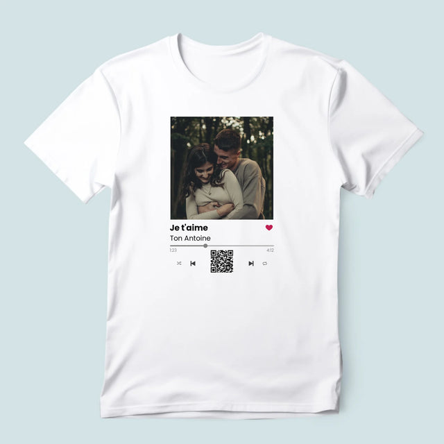 La Photo Et Un Texte: Spotify Avec Code Qr - T-Shirt Pour Hommes