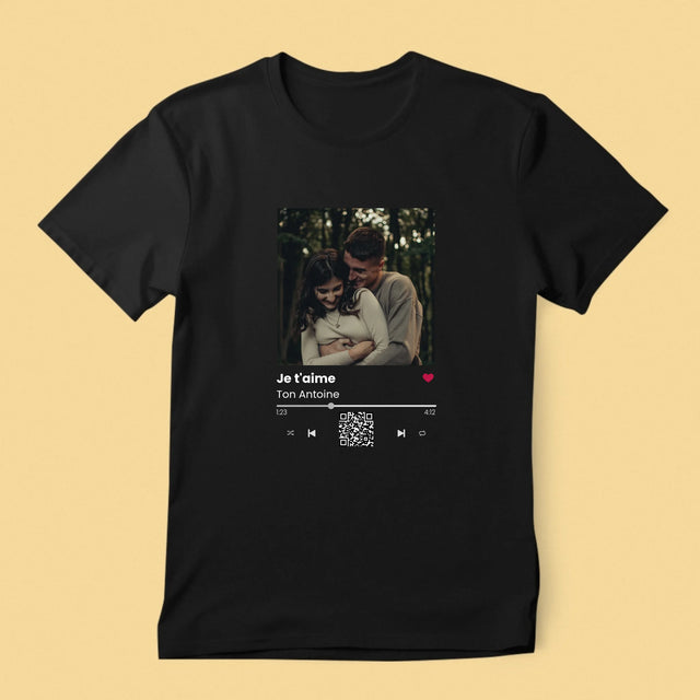 La Photo Et Un Texte: Spotify Avec Code Qr - T-Shirt Pour Hommes