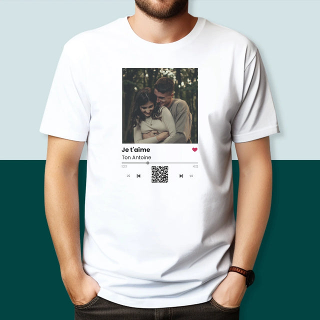 La Photo Et Un Texte: Spotify Avec Code Qr - T-Shirt Pour Hommes